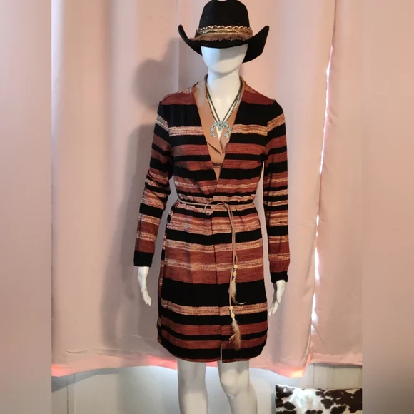 ####NWT-UPC Open Front Striped Print Cardigan - Picture 1 of 4